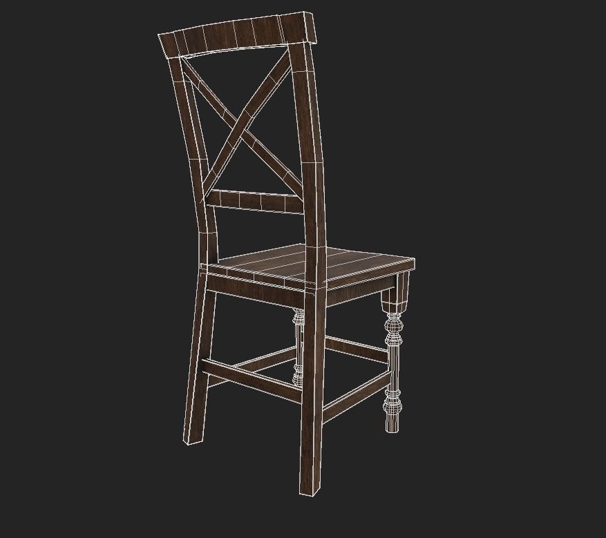 Chair low poly wooden Free low-poly 3D model_7