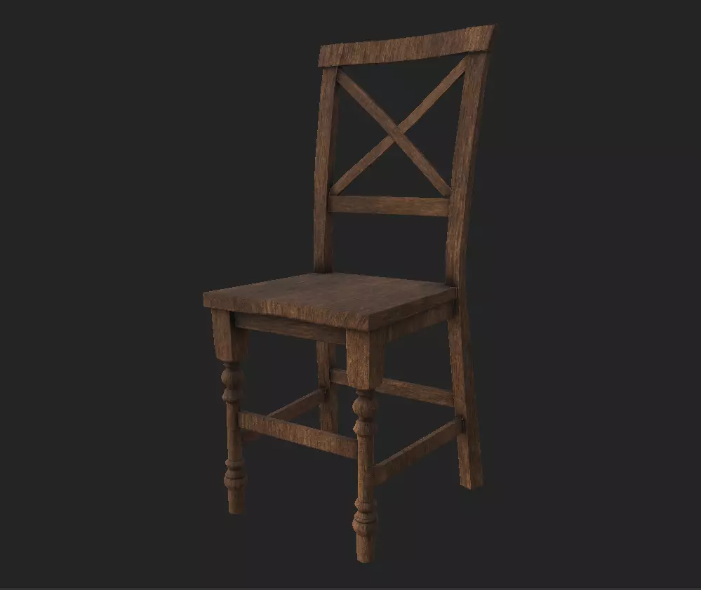 Chair low poly wooden Free low-poly 3D model_0