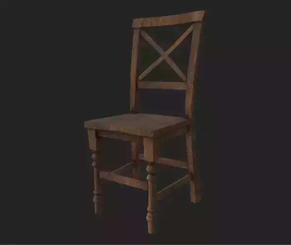 Chair low poly wooden