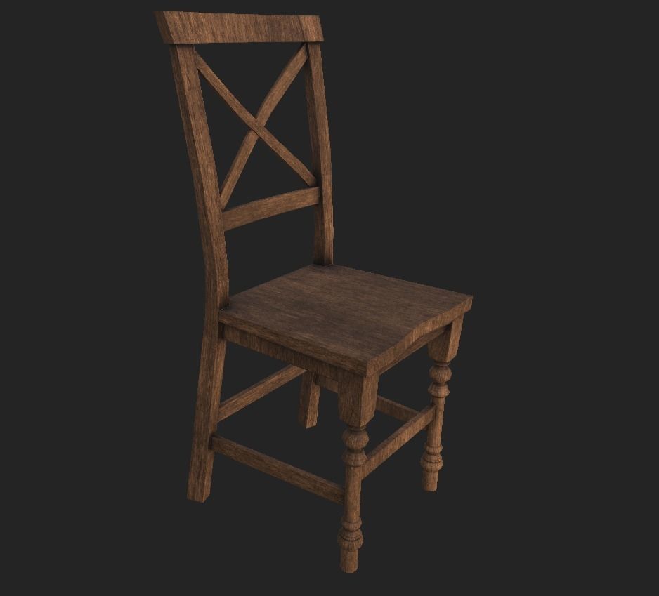 Chair low poly wooden Free low-poly 3D model_5