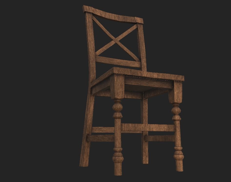 Chair low poly wooden Free low-poly 3D model_4