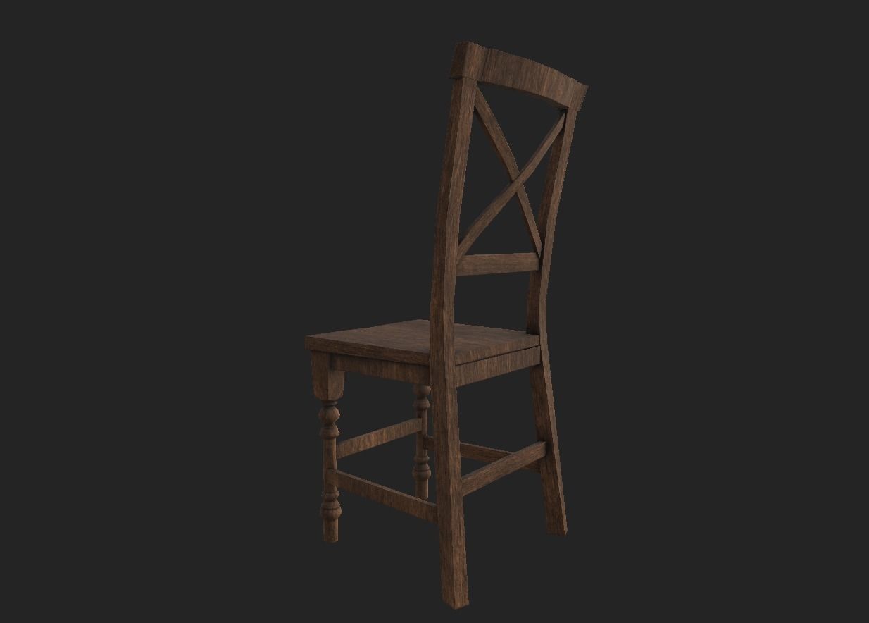 Chair low poly wooden Free low-poly 3D model_3