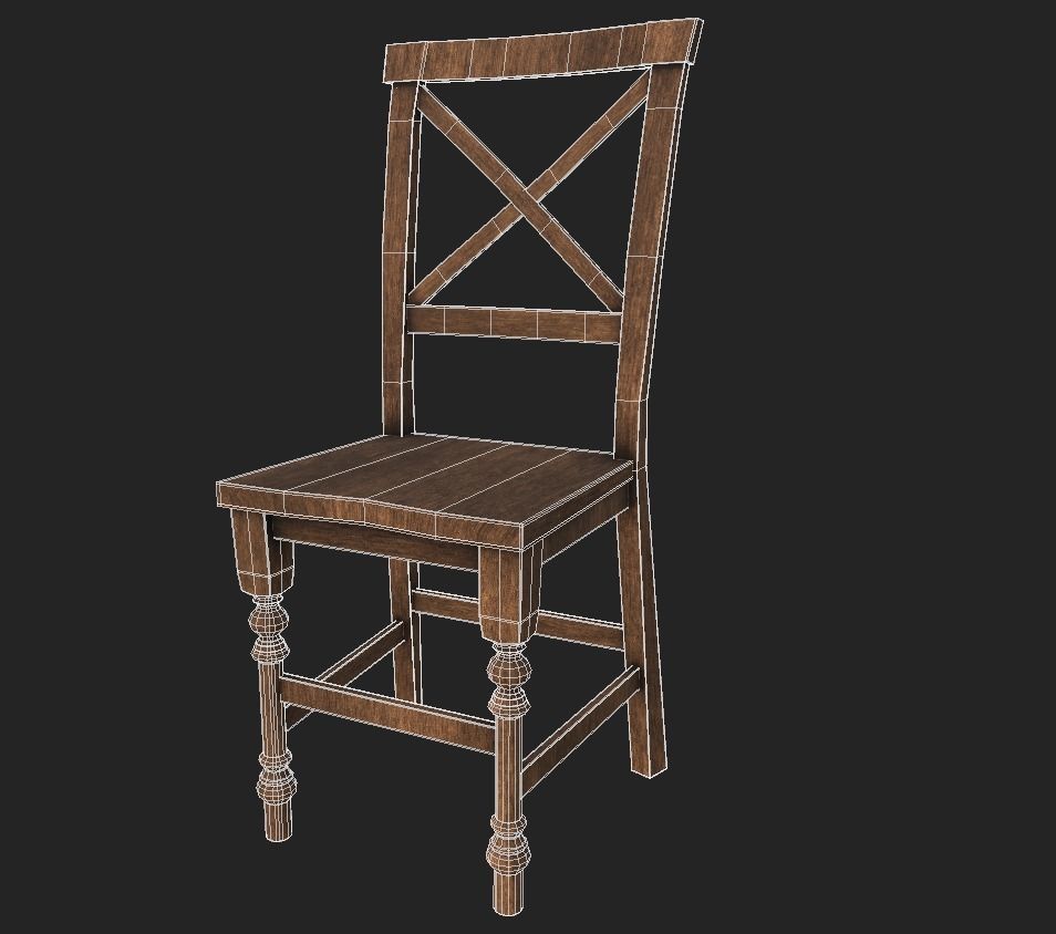 Chair low poly wooden Free low-poly 3D model_6