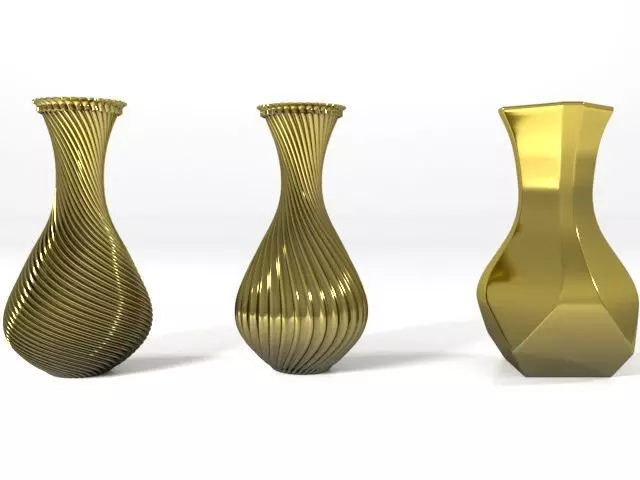 Vases three gold Free 3D model_0
