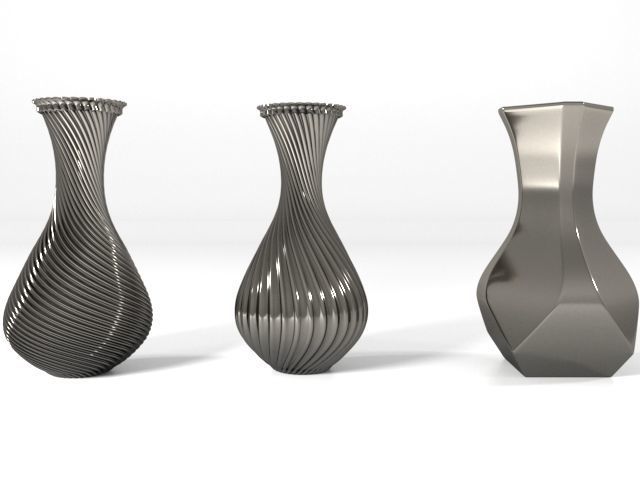 Vases three gold Free 3D model_2