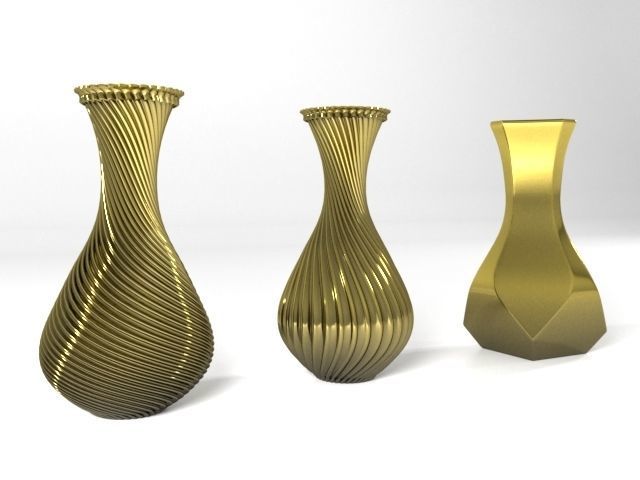 Vases three gold Free 3D model_1