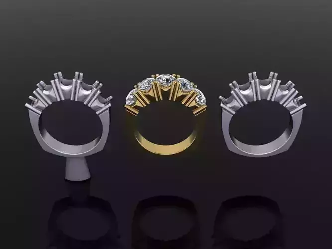 5 STONE ENGAGEMEN BAND RING 5MM 