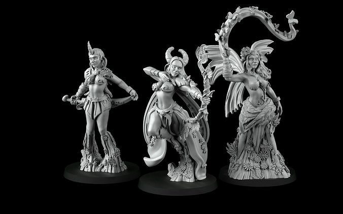 Dryads silver statue of fairy 3D print model