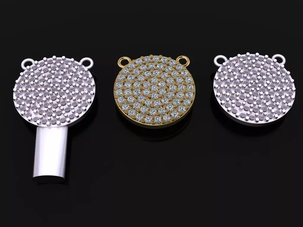 ROUND CLUSTER STUD PENDANT 1MM LARGE SIZE 3D print model_0