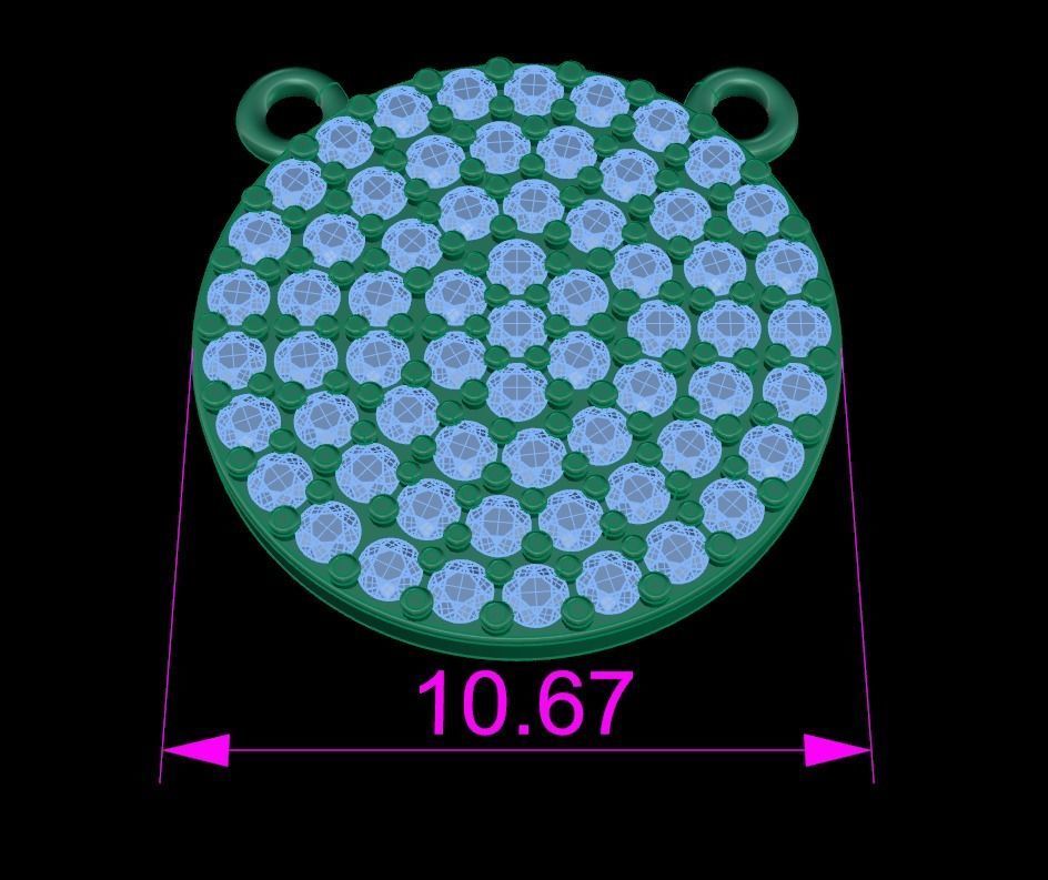 ROUND CLUSTER STUD PENDANT 1MM LARGE SIZE 3D print model_8