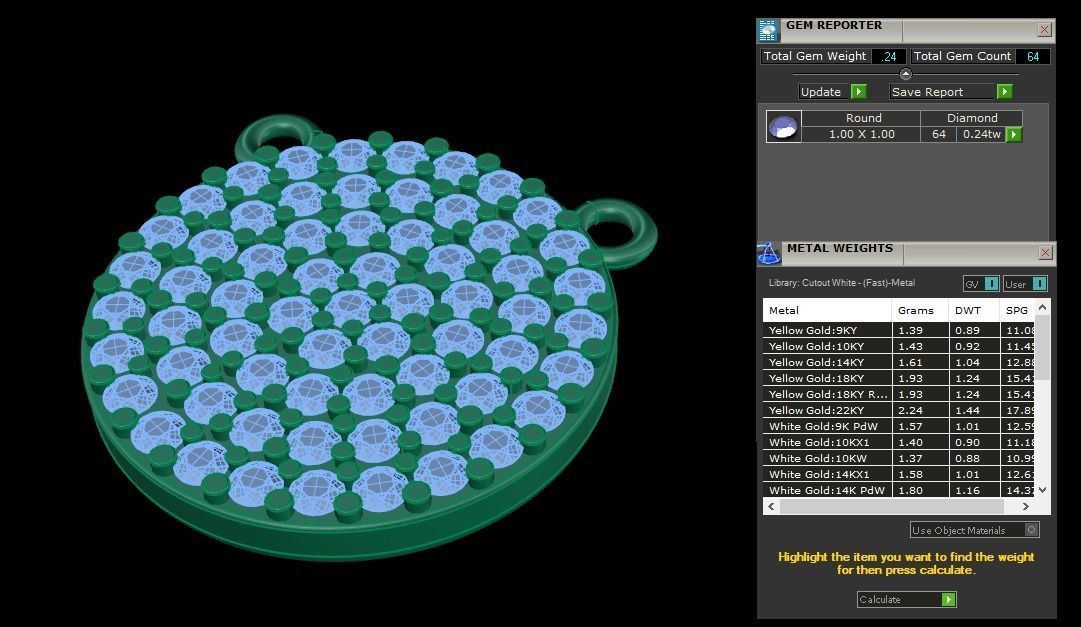 ROUND CLUSTER STUD PENDANT 1MM LARGE SIZE 3D print model_7