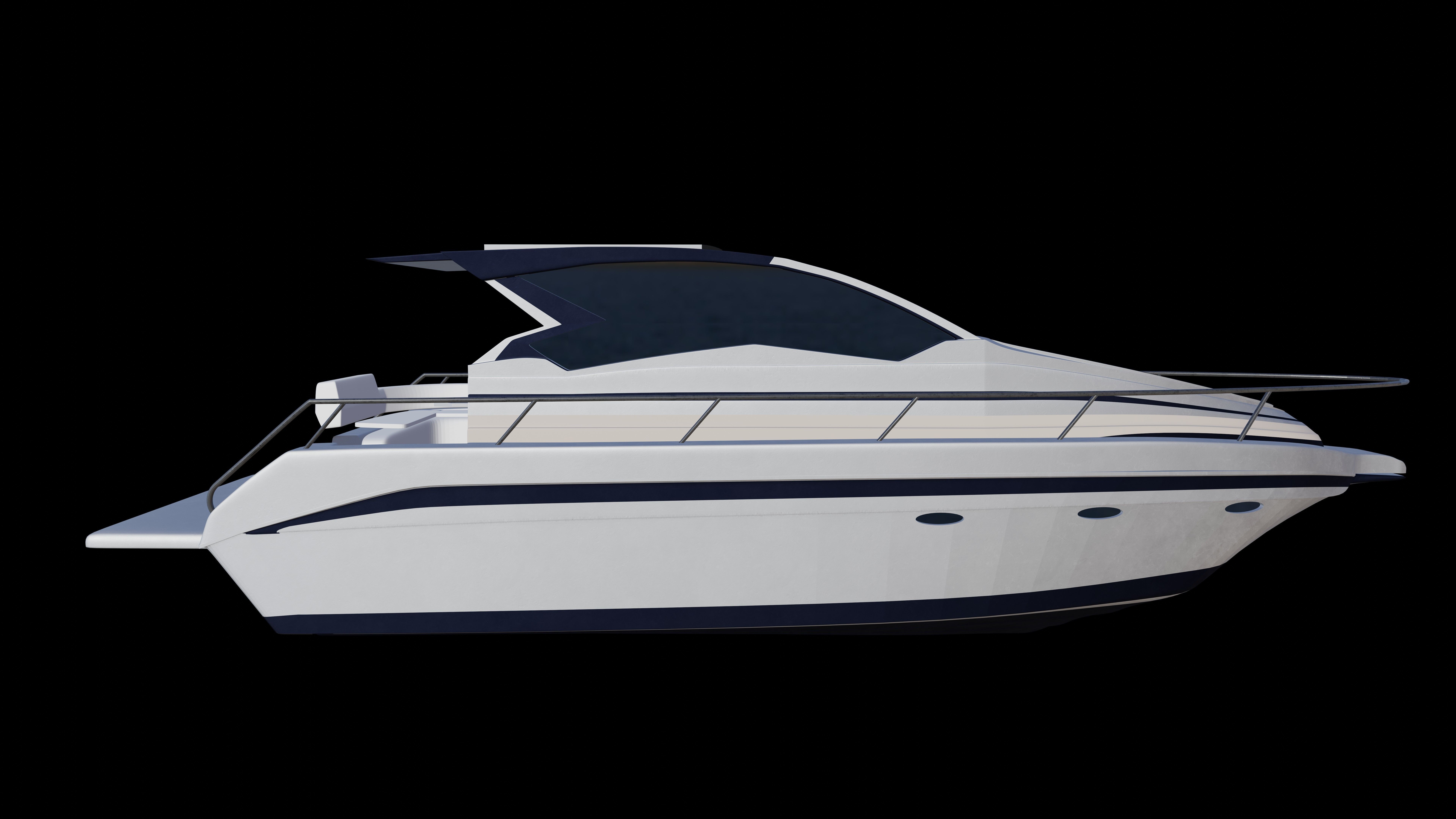 3D Yacht motor boat 3D model_3
