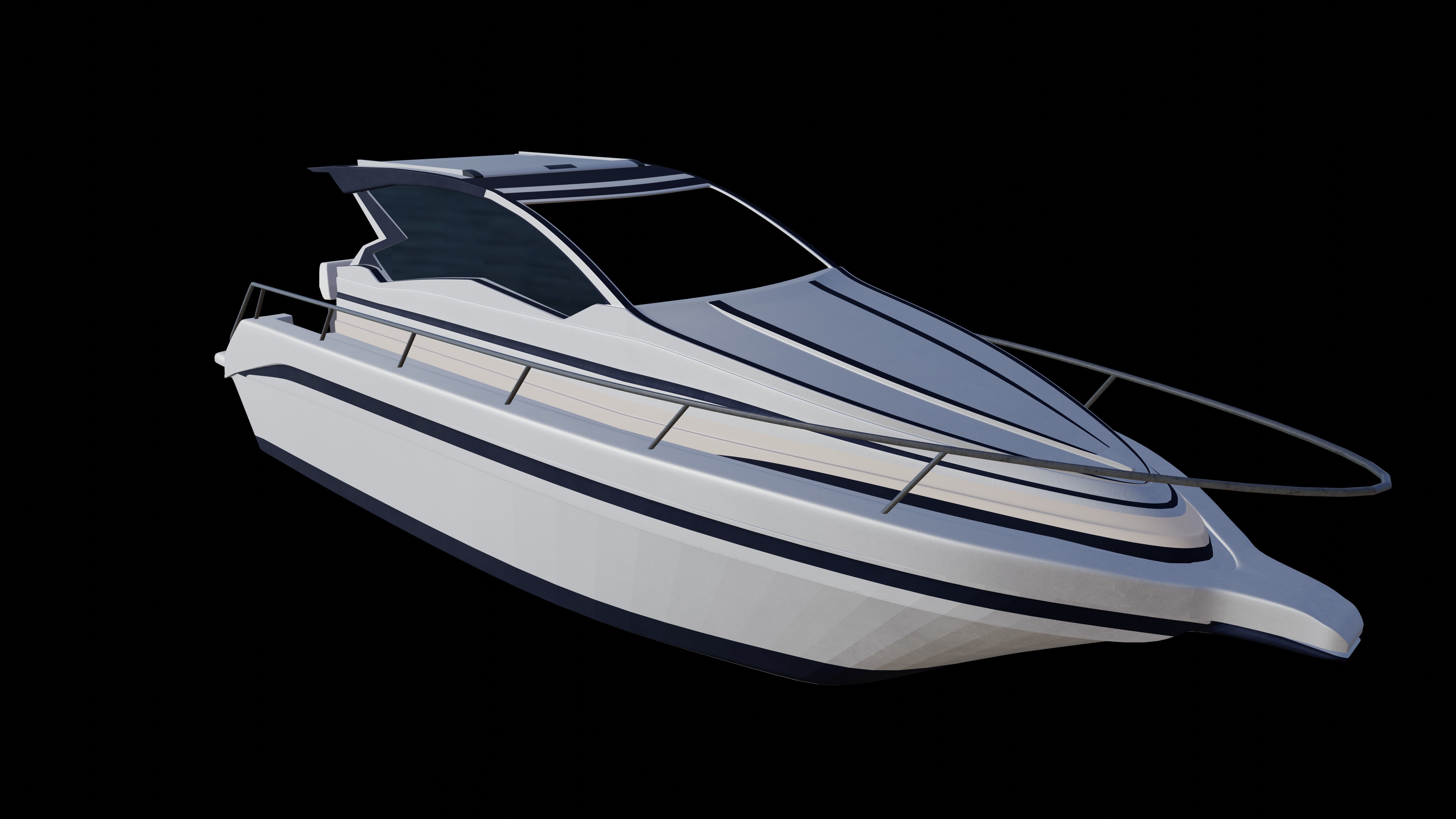 3D Yacht motor boat 3D model_4