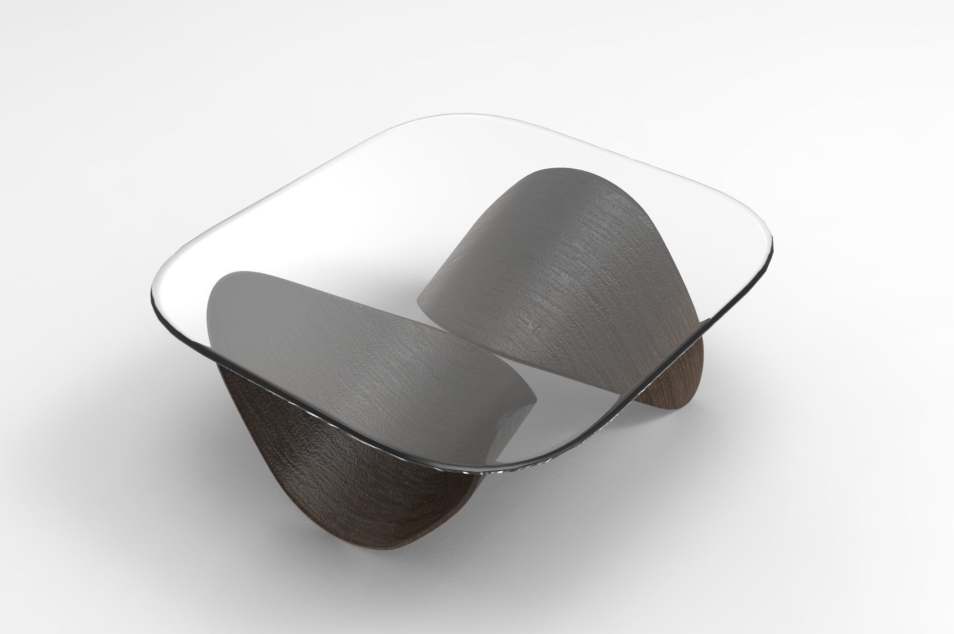Glass-Table coffee table made of wood and glass Low-poly 3D model_2