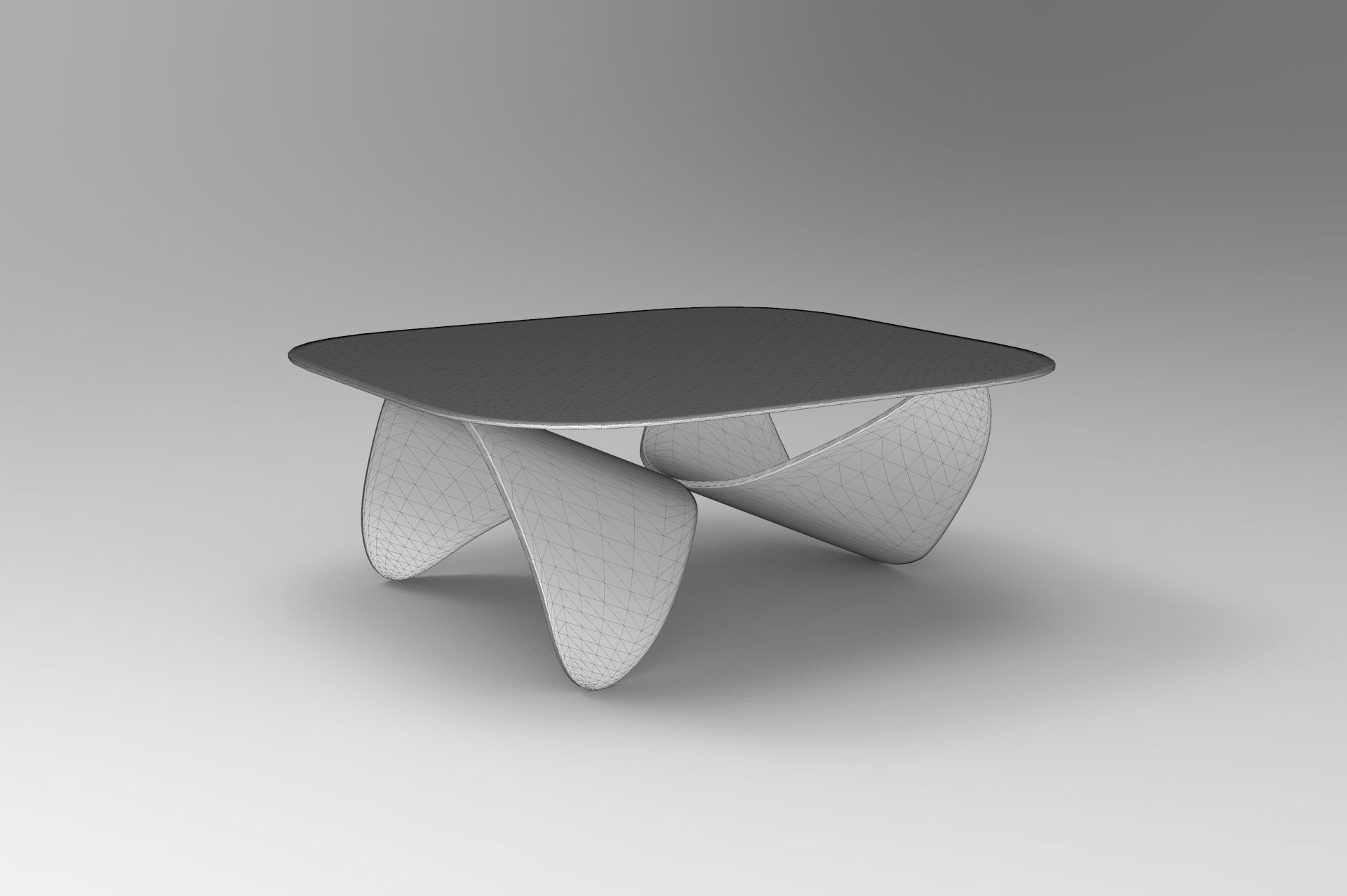 Glass-Table coffee table made of wood and glass Low-poly 3D model_5