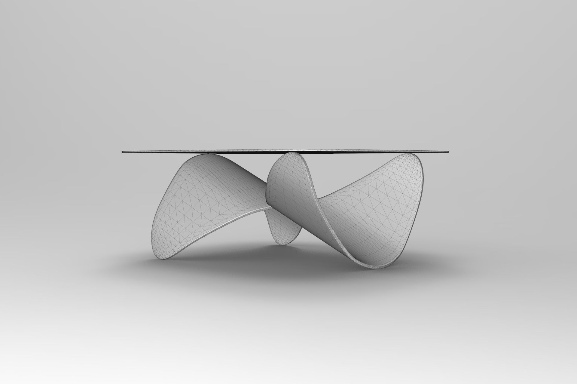 Glass-Table coffee table made of wood and glass Low-poly 3D model_6