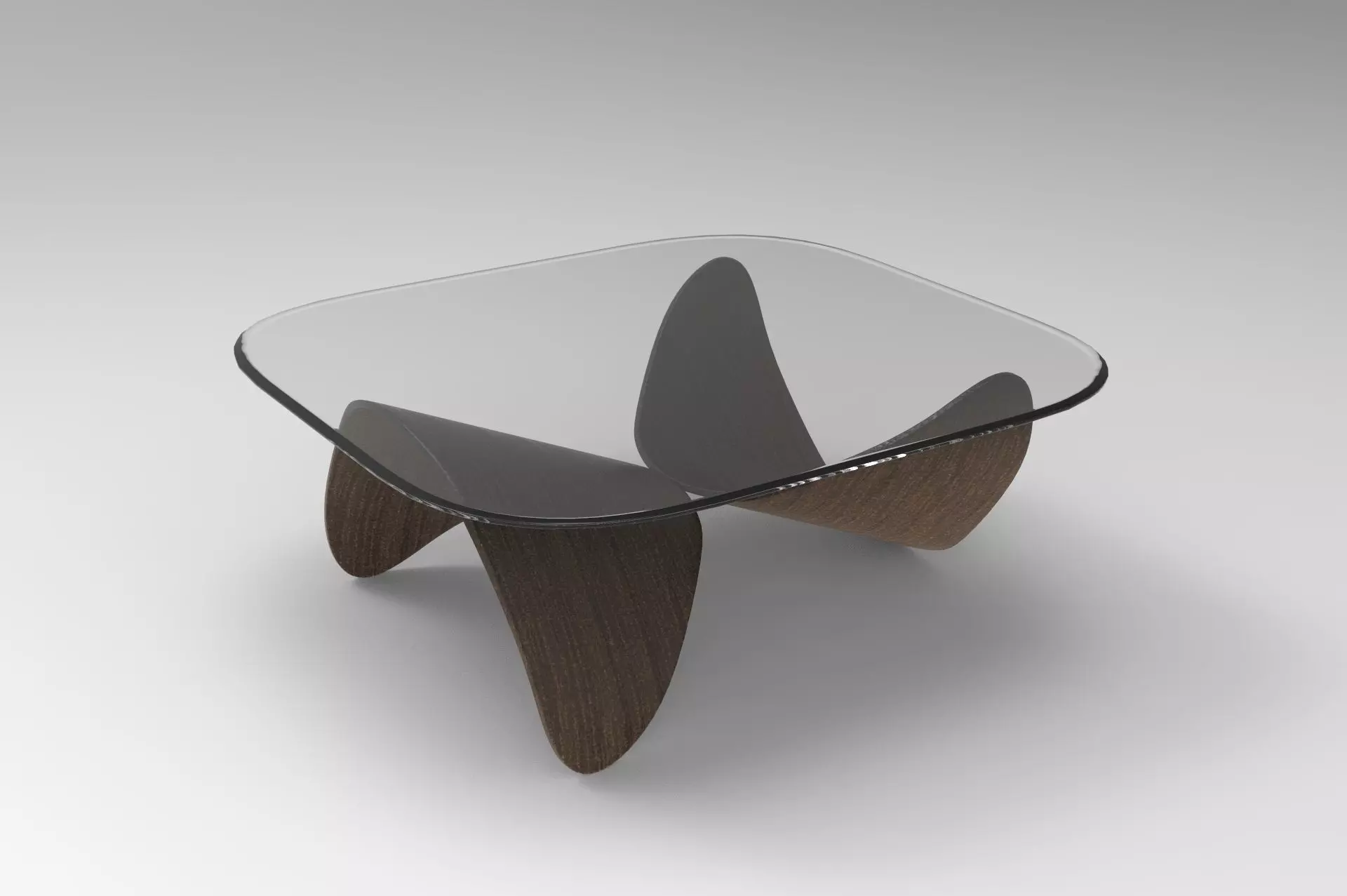 Glass-Table coffee table made of wood and glass Low-poly 3D model_0