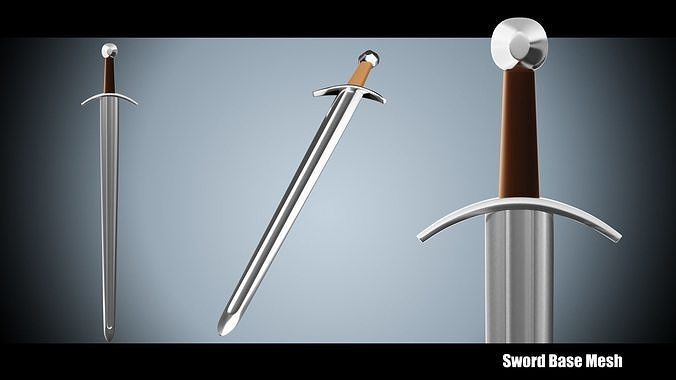 Sword Base Mesh 02 Tear Drop Medieval Sword Low-poly 3D model