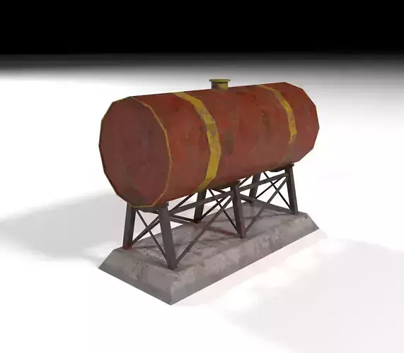 Red rusty cistern for games