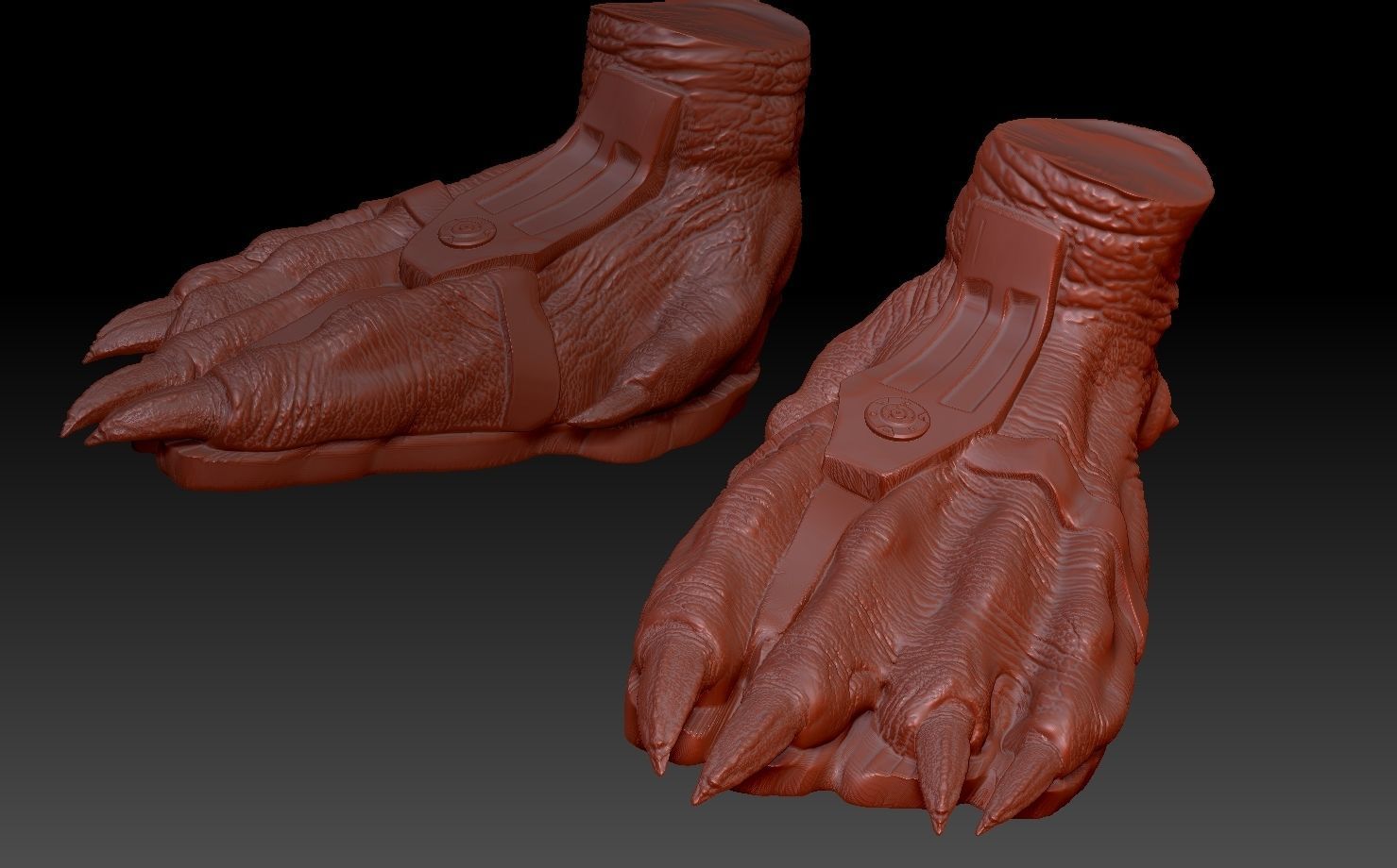 predator 1 inspired feet 3D print model_3