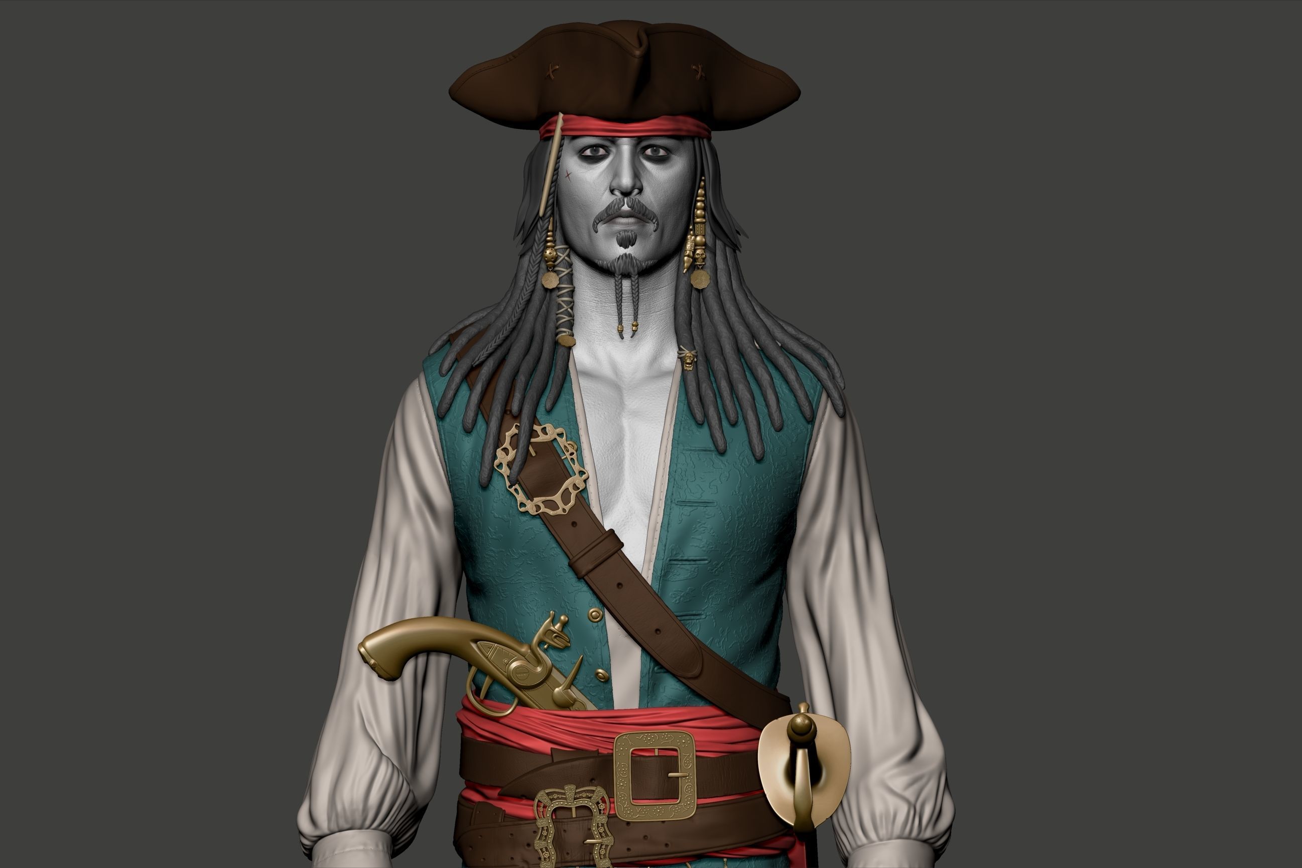 Johnny Depp High Poly Concept - Zbrush 3D model_4