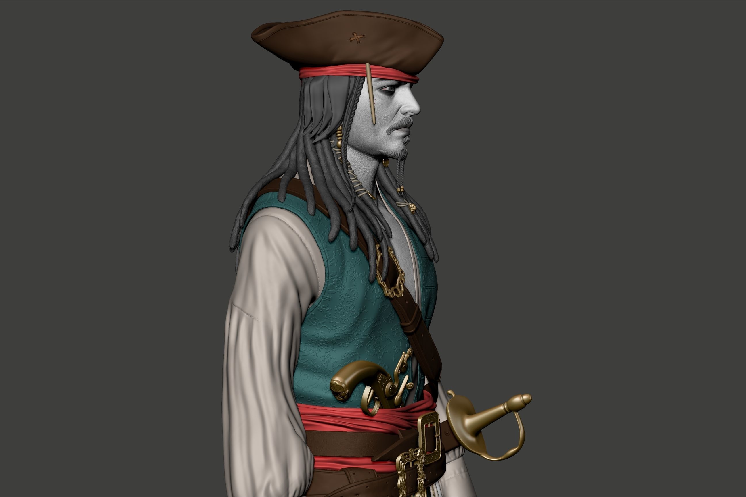 Johnny Depp High Poly Concept - Zbrush 3D model_8
