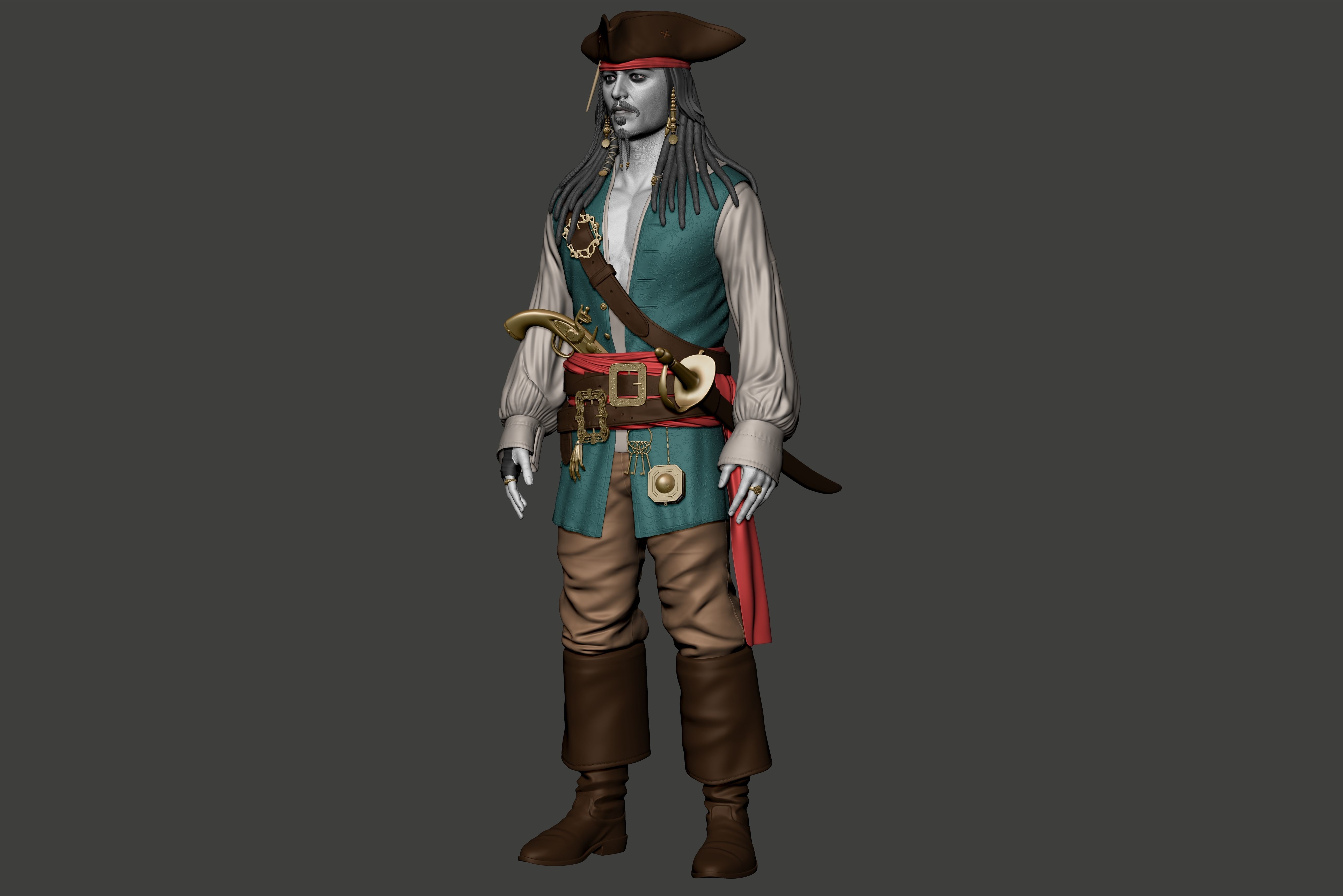 Johnny Depp High Poly Concept - Zbrush 3D model_7