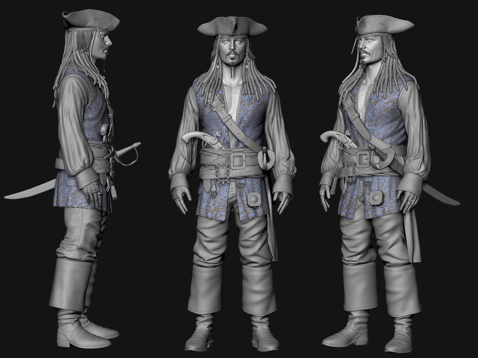 Johnny Depp High Poly Concept - Zbrush 3D model_12