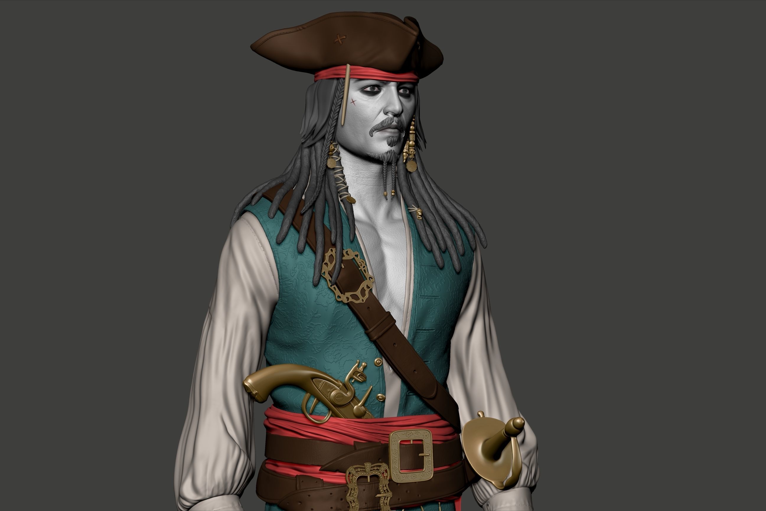 Johnny Depp High Poly Concept - Zbrush 3D model_5