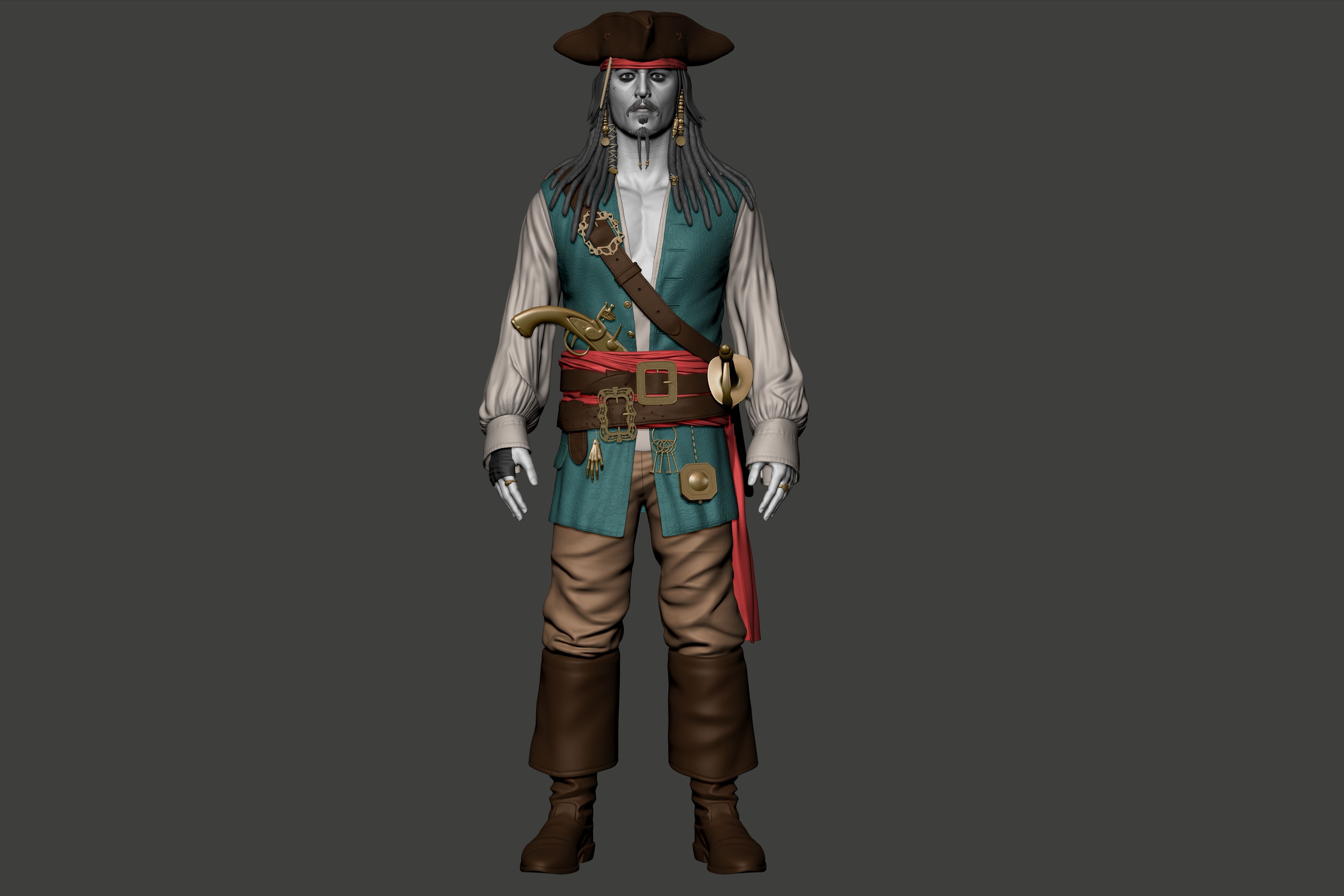 Johnny Depp High Poly Concept - Zbrush 3D model_6