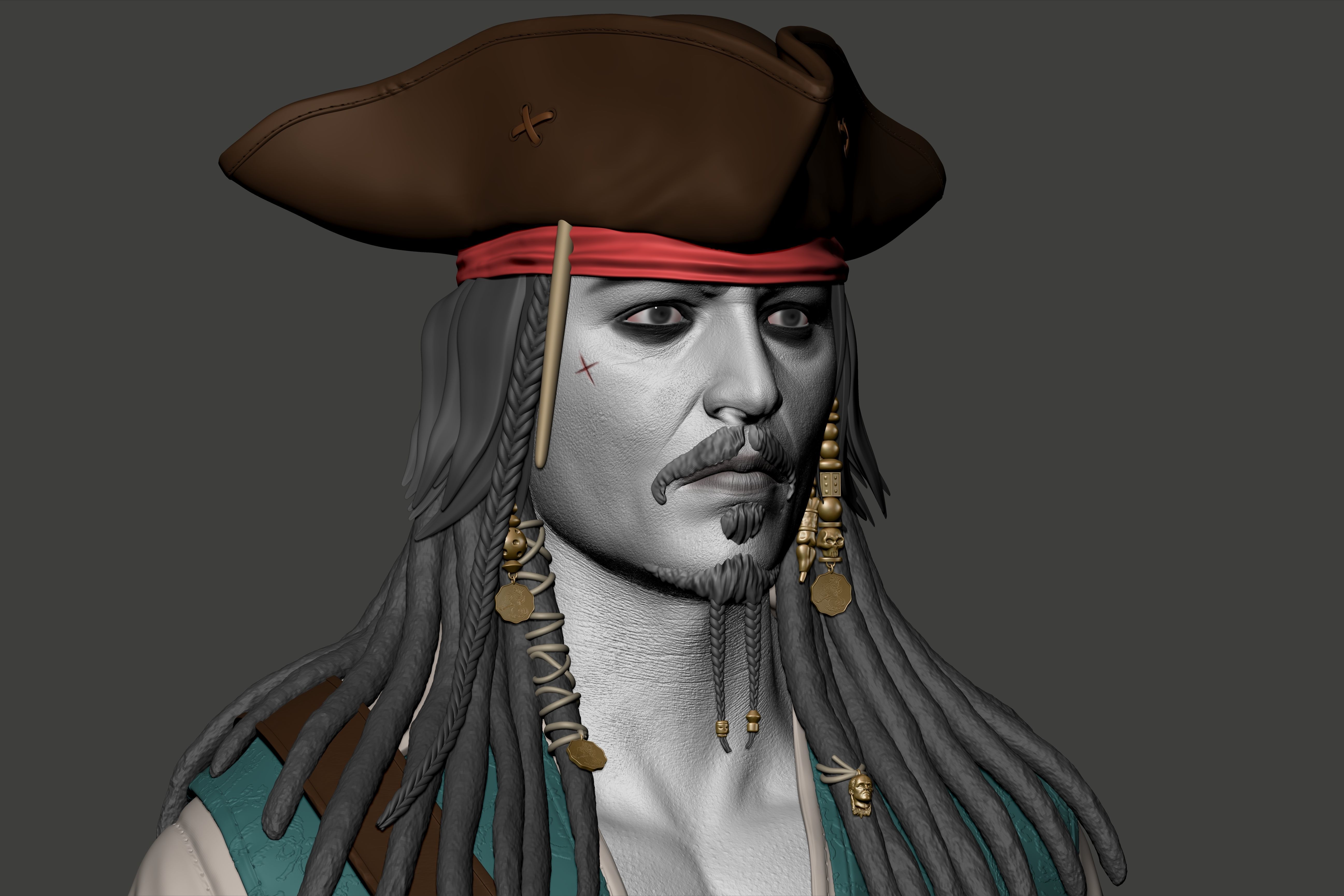Johnny Depp High Poly Concept - Zbrush 3D model_3