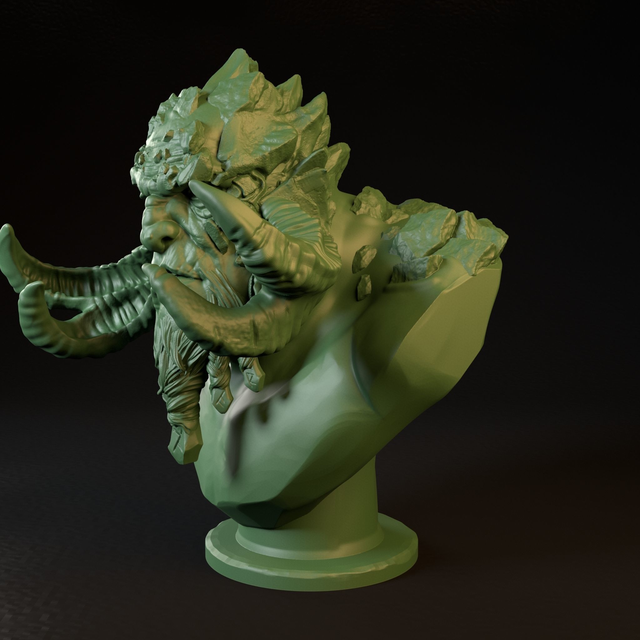 Rock Giant Bust professionally Pre-supported 3D print model_5