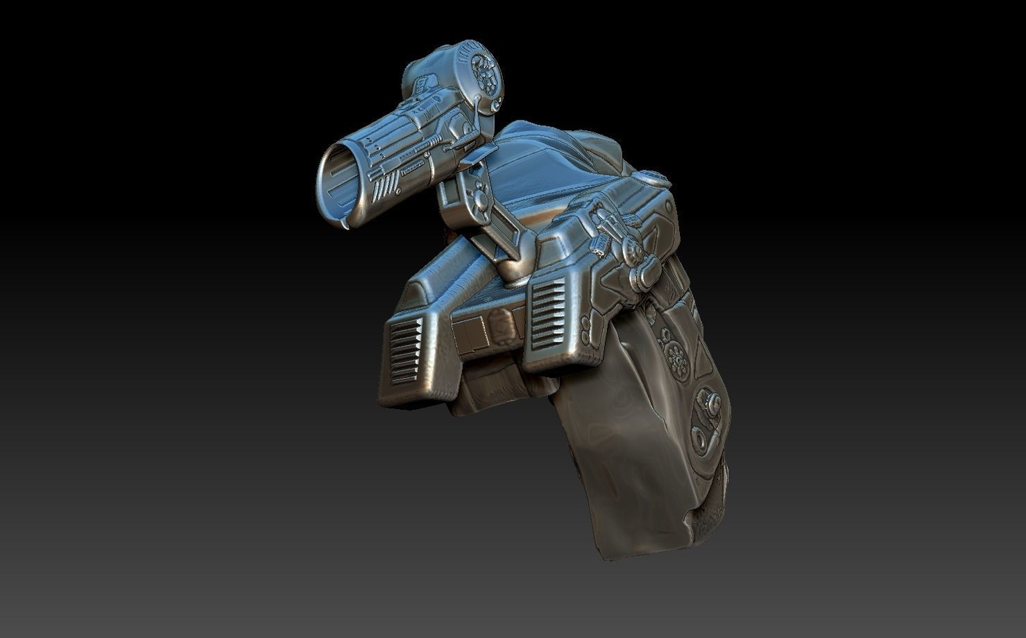 predator 1 inspired backpack and cannon 3D print model_3