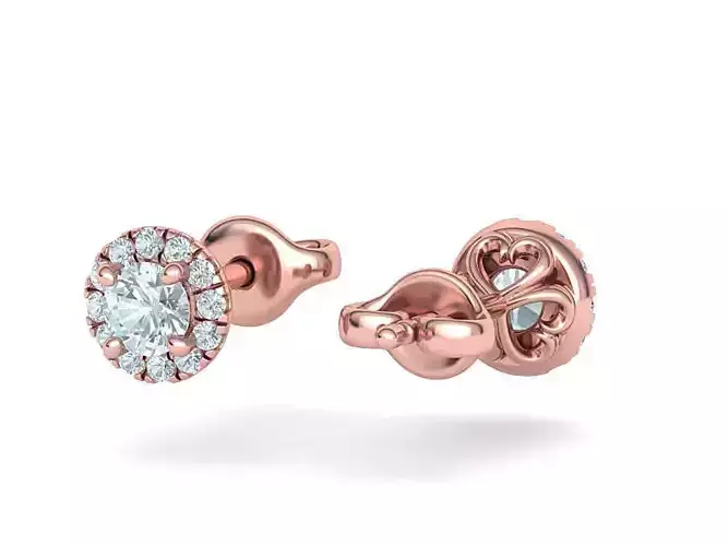 Stud Earrings French Pave Setting 4mm Stone 3D print model