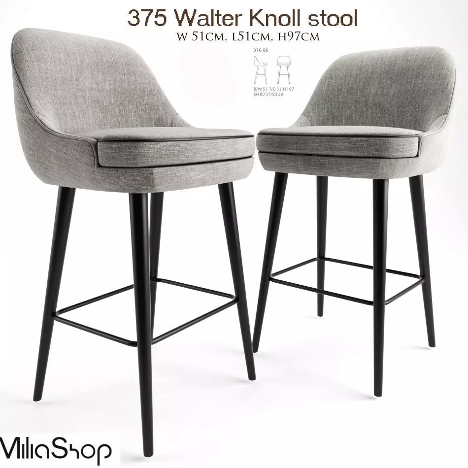 375 Walter Knoll Hocker Bar Stool 3D model