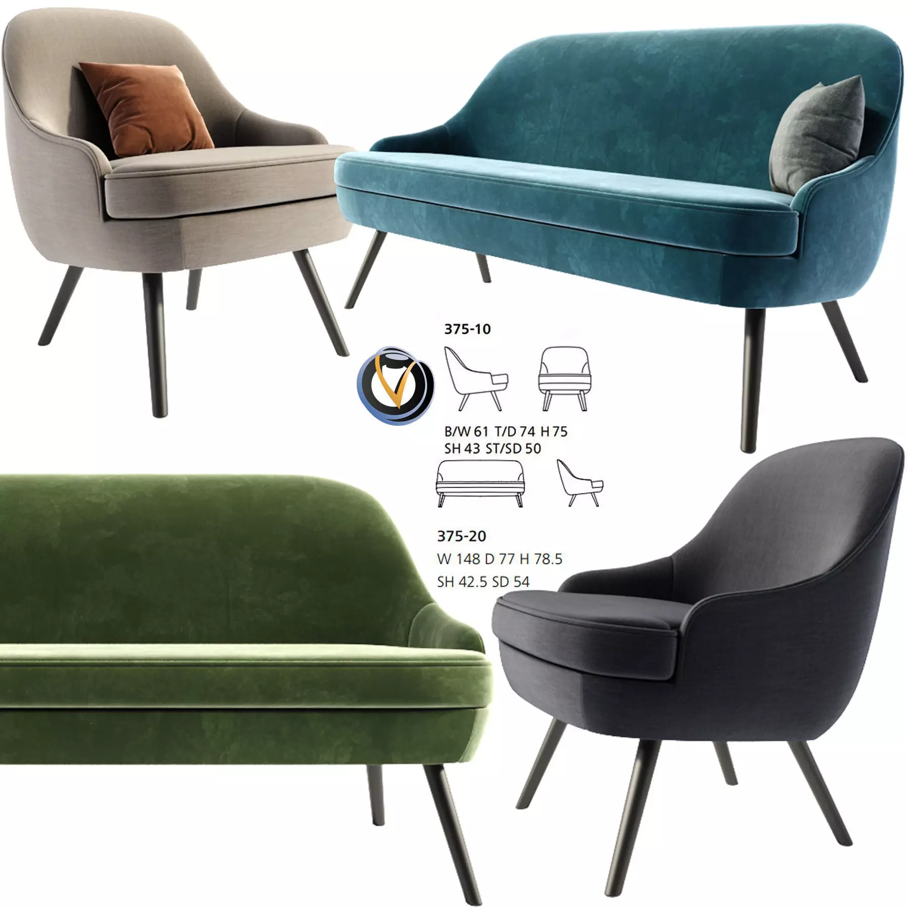 375 walter knoll Sofa And Chair 3D model