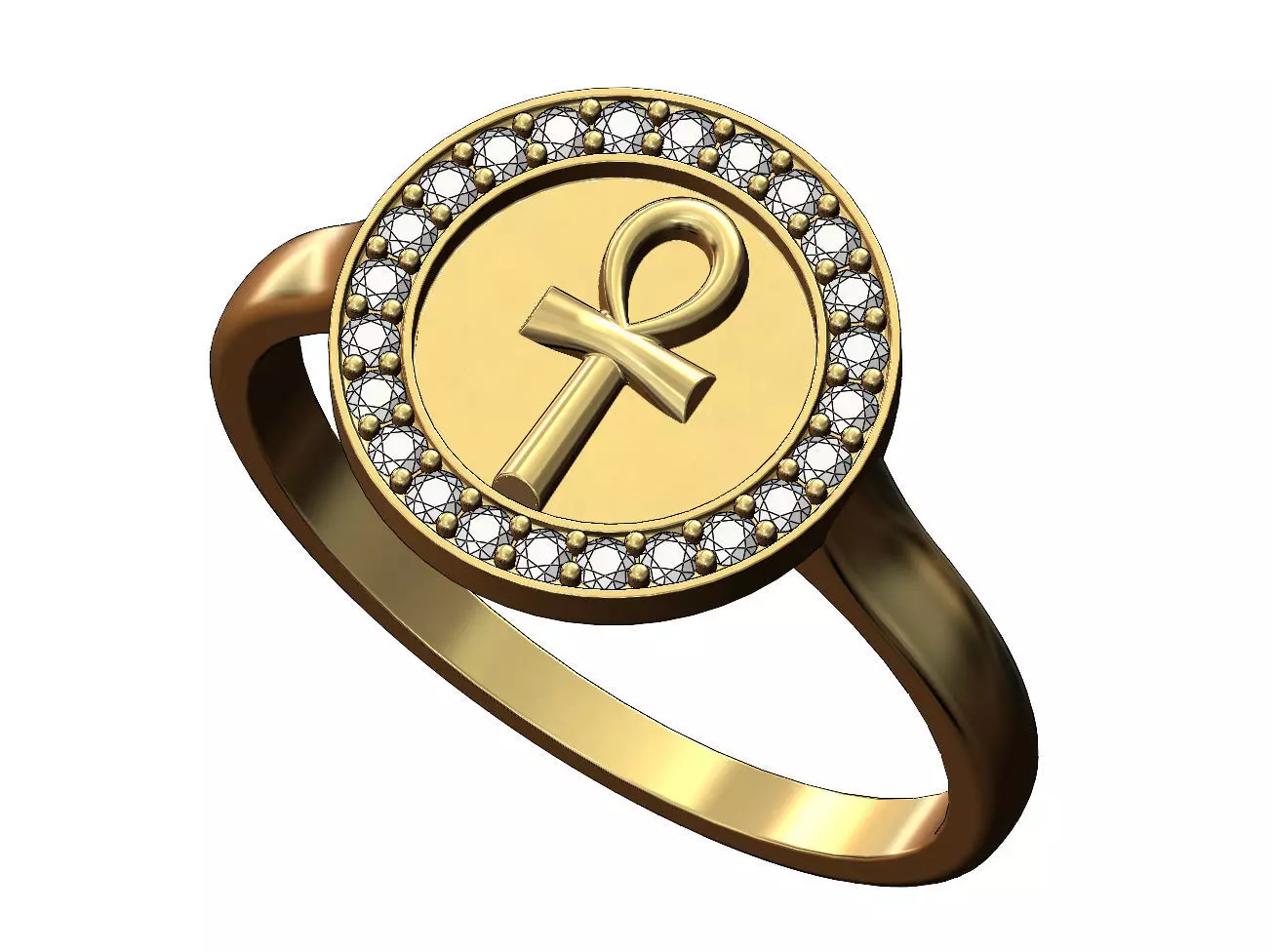 Ankh key of life diamond ring 3D print model