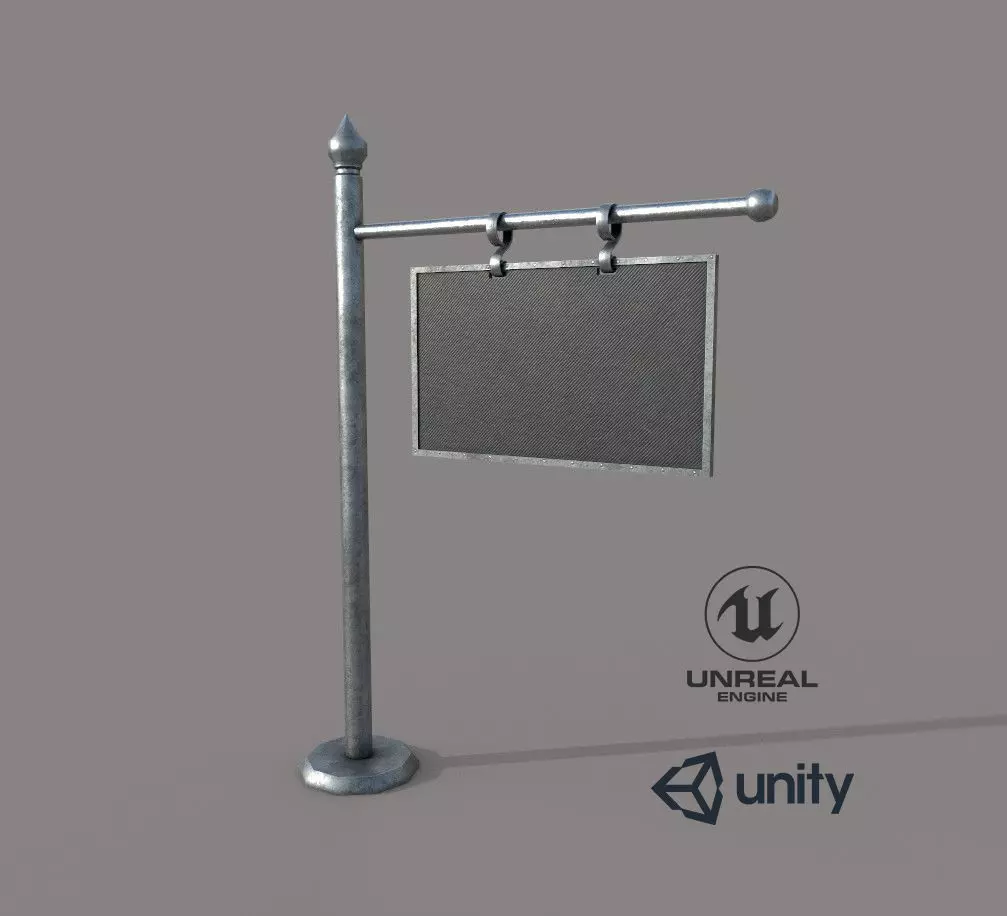 Metal PBR Signboard Low-poly 3D model