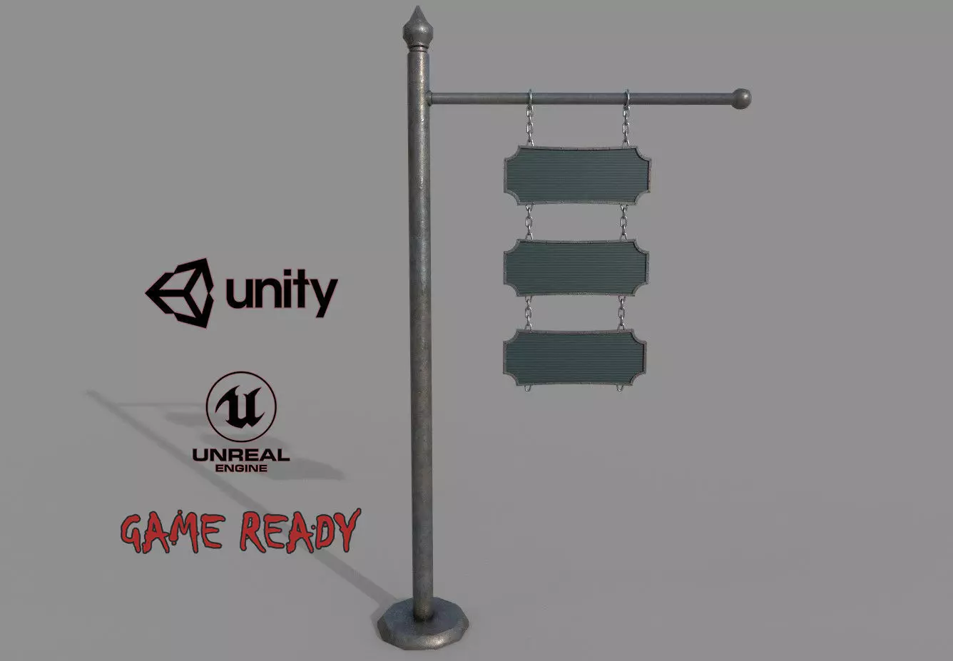 Metal Chain PBR Signboard Low-poly 3D model