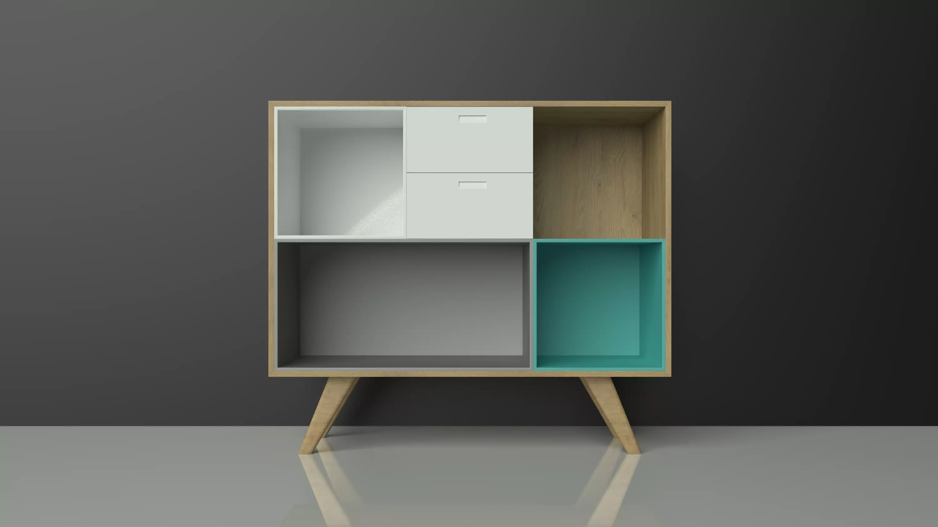 Commode cabinet - wood - colorful - furniture set - Artrzcinski Low-poly 3D model