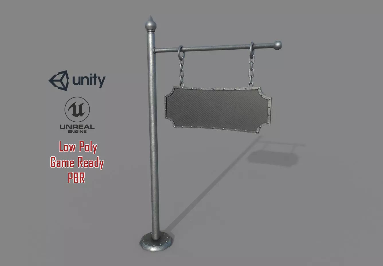 Metal Signboard Low-poly 3D model