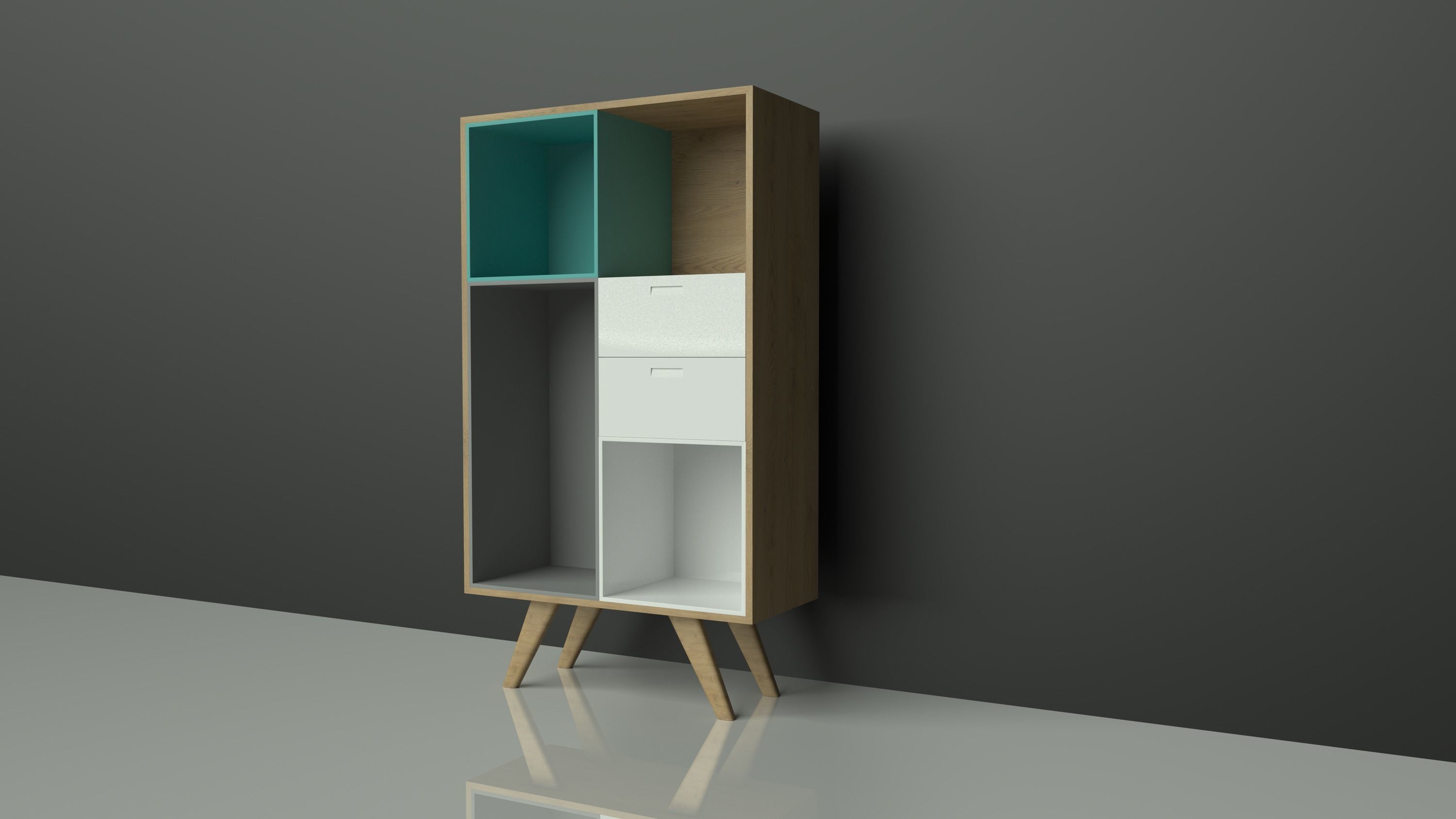 Commode cabinet - wood - colorful - furniture set - Artrzcinski Low-poly 3D model_2