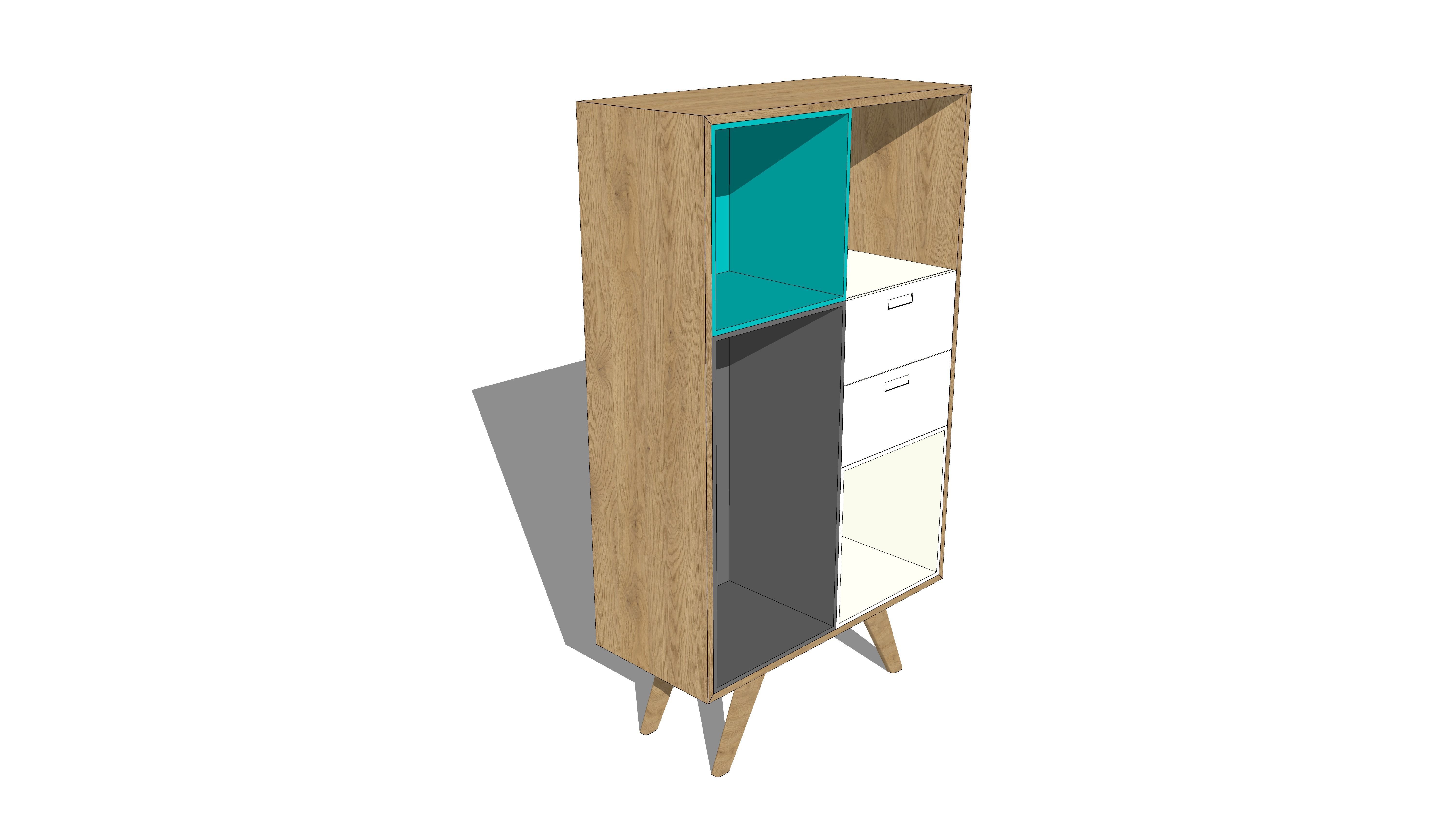 Commode cabinet - wood - colorful - furniture set - Artrzcinski Low-poly 3D model_4