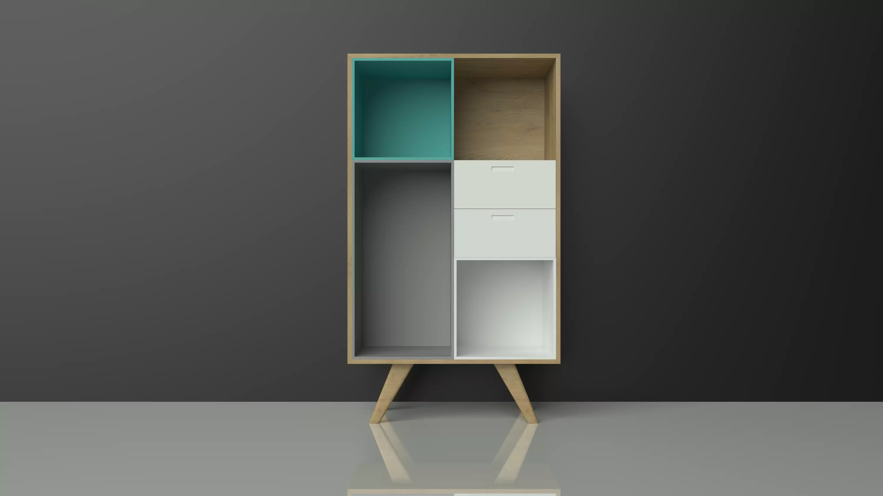 Commode cabinet - wood - colorful - furniture set - Artrzcinski Low-poly 3D model_0