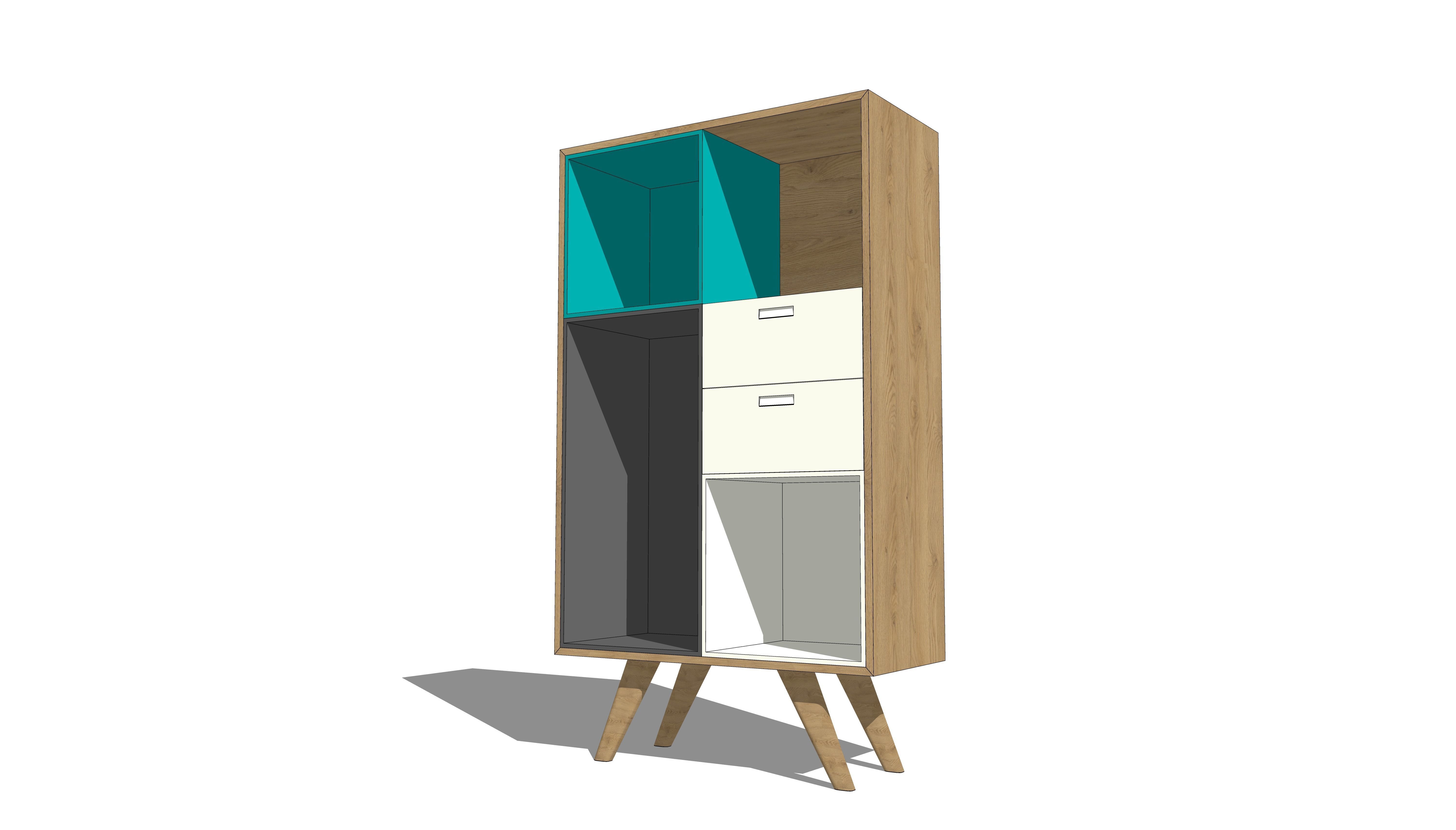Commode cabinet - wood - colorful - furniture set - Artrzcinski Low-poly 3D model_5