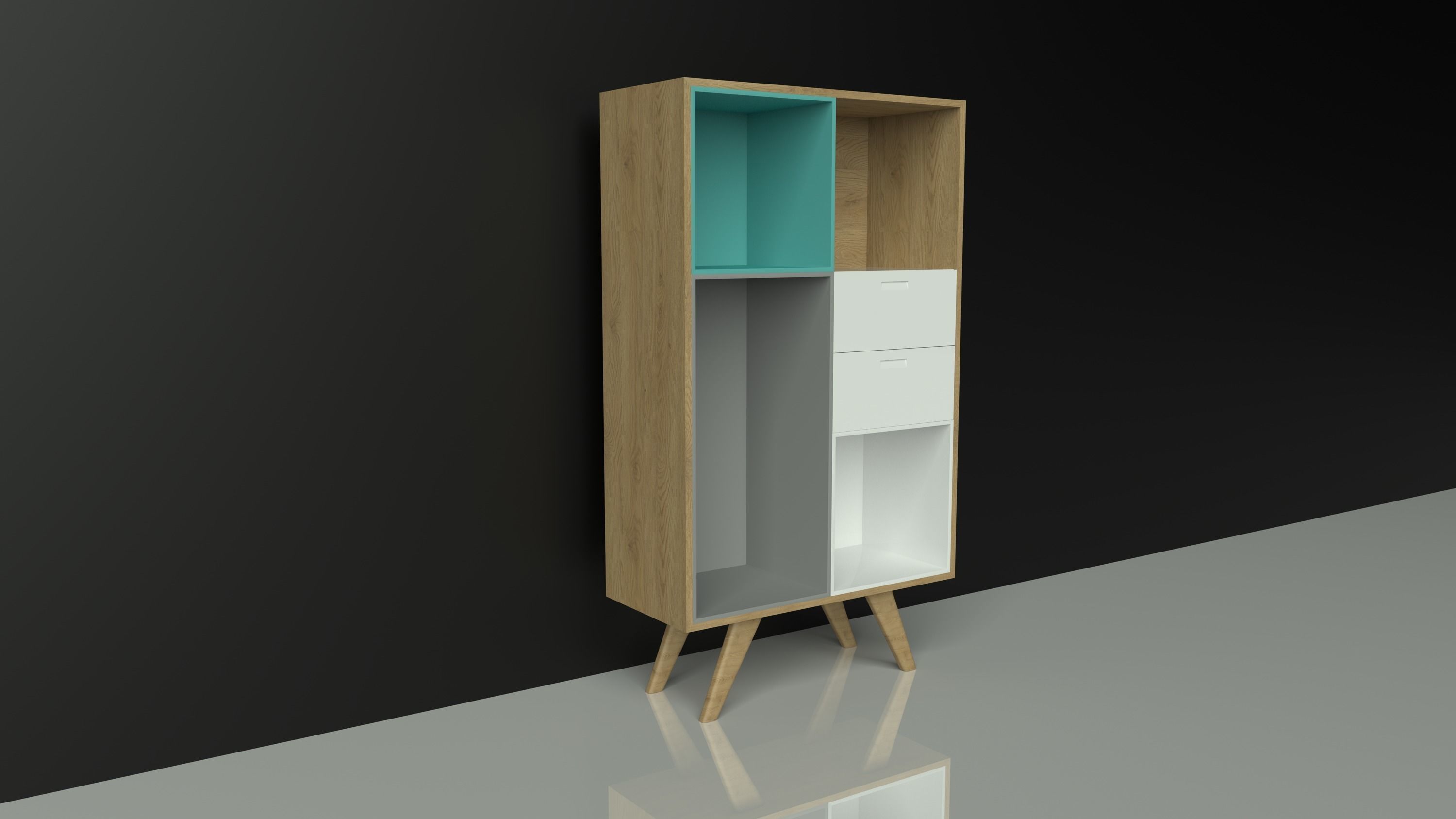 Commode cabinet - wood - colorful - furniture set - Artrzcinski Low-poly 3D model_3