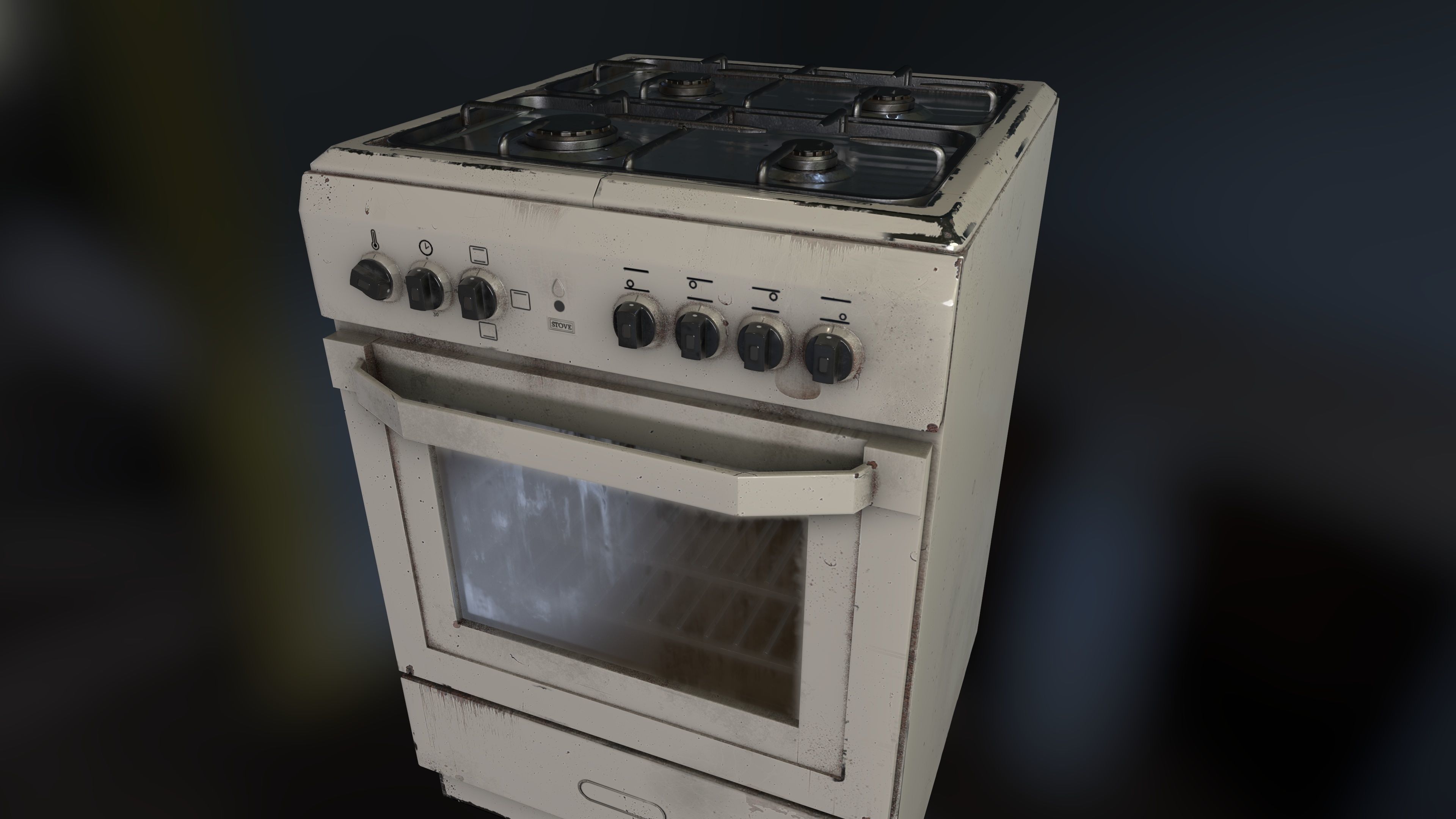 3D PBR Stove with texture sets Low-poly 3D model_5