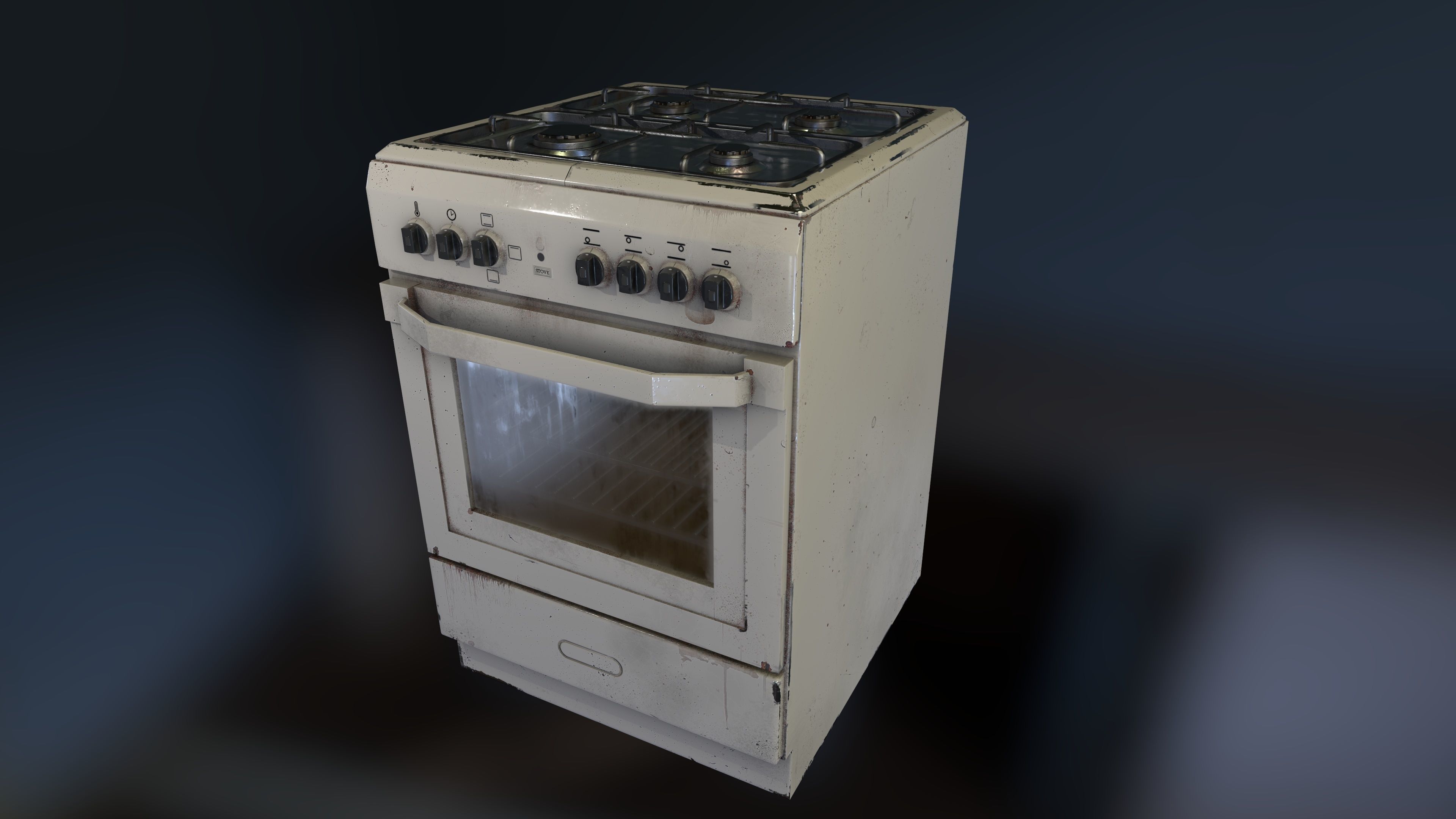 3D PBR Stove with texture sets Low-poly 3D model_3