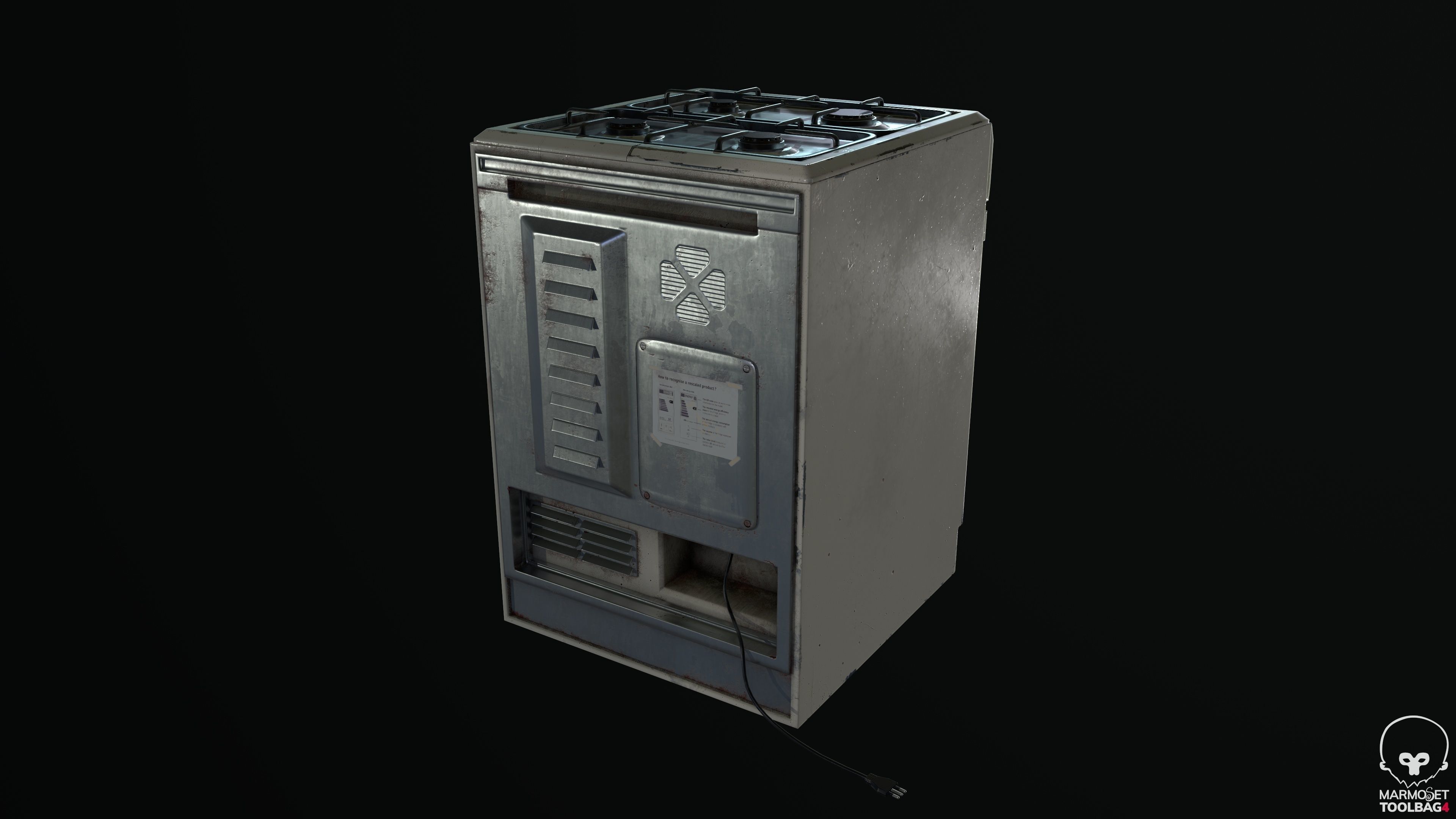 3D PBR Stove with texture sets Low-poly 3D model_11