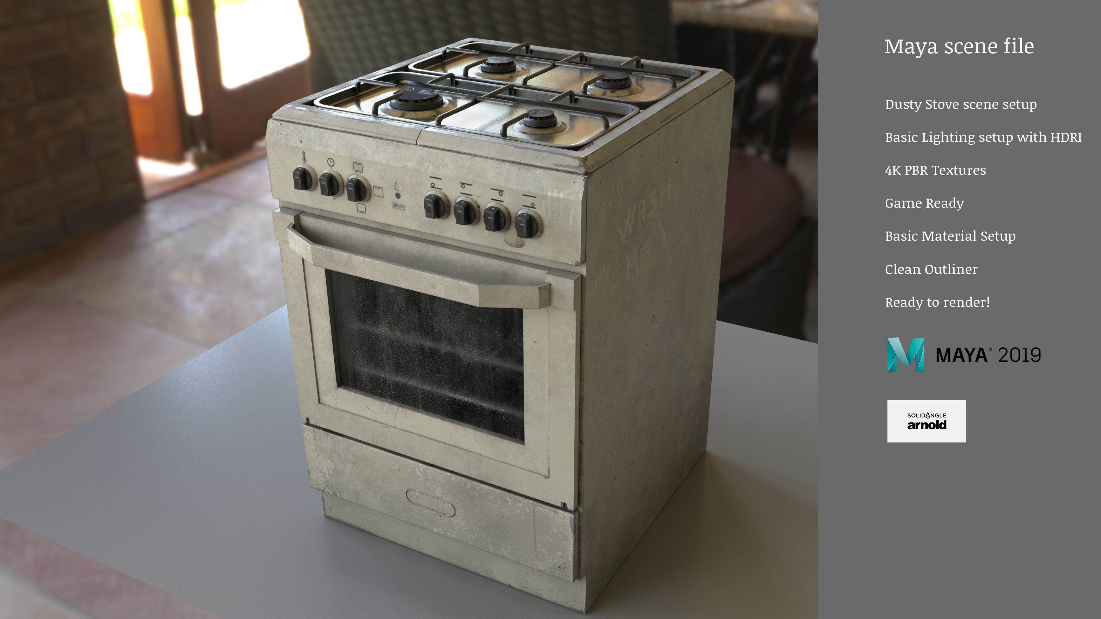 3D PBR Stove with texture sets Low-poly 3D model_4
